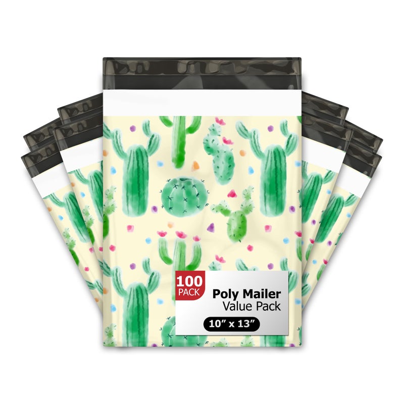 Pro Supply Global 10x13 (100) Cactus Floral Designer Poly Mailers Waterproof Self Sealing Tear Resistant Polymailers Shipping Envelopes Premium Printed Bags For Small Businesses - Image 1